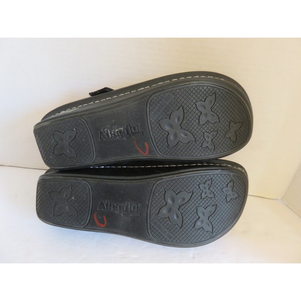 Alegria Black Snake Embossed Leather Mary Jane Professional Clogs Shoes EU 39 - Picture 6 of 7